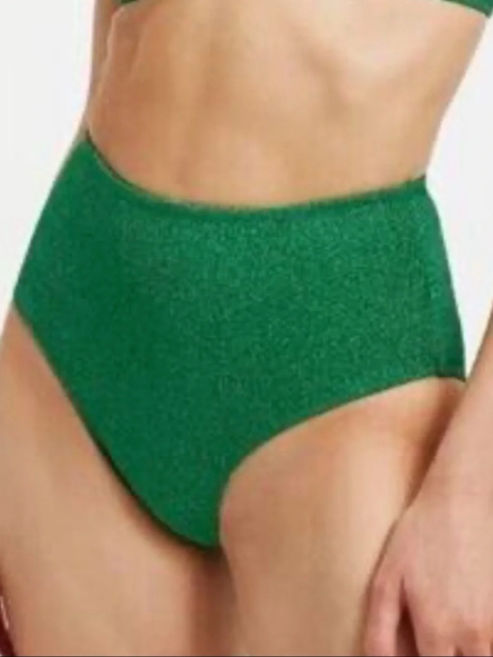 NWOT Good American High Waist Metallic Summer Green Bikini Bottoms(only)
